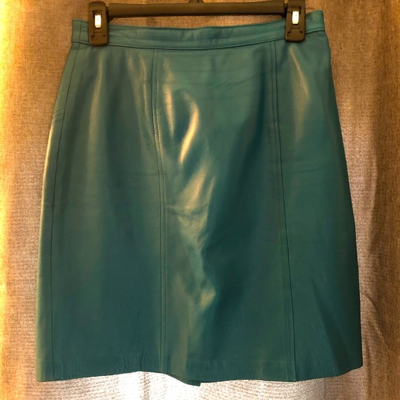 EMERAL GREEN Vintage Leather Skirt - Picture 1 of 11